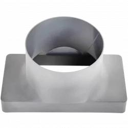 Tiefgezogenes Adapterstück für den Übergang eines runden Abluftrohres auf einen rechteckigen Querschnitt