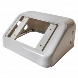 Thermogeformte Gehäuseschale mit eingeklebten und bearbeiteten Stegen zur exakten Befestigung eines Touchscreens.