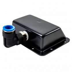 Gehäuse aus HIPS ESD-geschützt mit gasdicht eingeschraubtem Druckluftanschluss